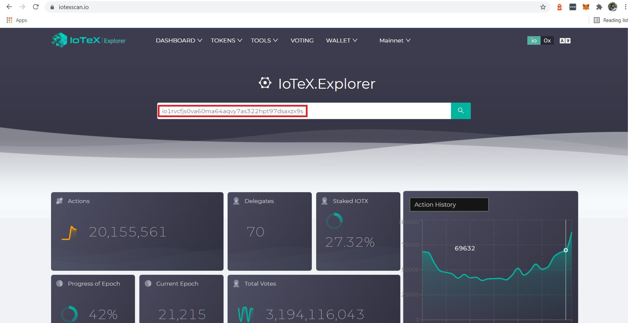Verify your transaction on the IoTeX exporer